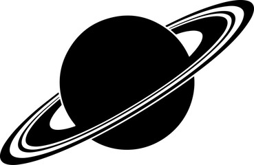 Planet Saturn with detailed planetary rings silhouette vector illustration © Print