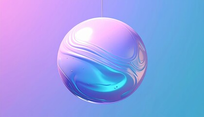 Obraz premium Abstract sphere with iridescent colors and swirling patterns, modern art.