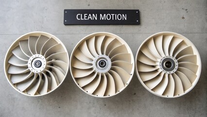 Overhead view of turbine blades illustrating clean motion