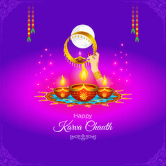 Vector illustration of Happy Karwa Chauth social media template