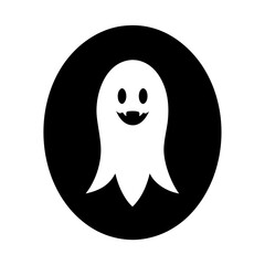 ghost faces in oval frame vector illustration