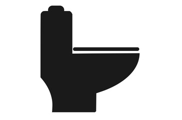 Simple black silhouette icon of a modern toilet on a black background