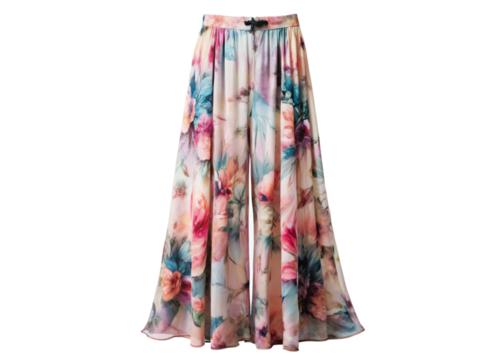 Flowy chiffon palazzo pants isolated on white background