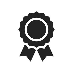 Ribbon badge icon representing awards, achievements, or recognition, used for certifying accomplishments, rewards, or honor in various applications