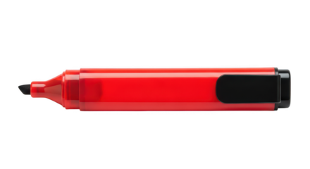 Close up of a red highlighter isolated on transparent background
