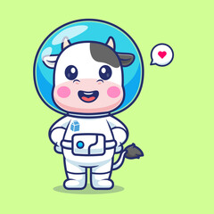 Cute Cow Astronaut Cartoon Vector Icon Illustration. Animal 
Science Icon Concept Isolated Premium Vector. Flat Cartoon 
Style 