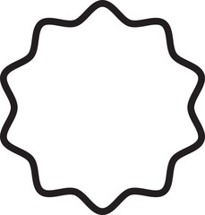 Starburst sticker outline icon. Black starburst label shape for promo, sale, price offer badge isolated on transparent background. Special offer price tag, promotional label vector illustration.