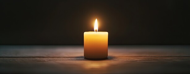 Candle still life with dark background, glowing candle still life for meditation and ritual, single candle still life creating dramatic minimalist mood for spirituality, hope, and inner peace