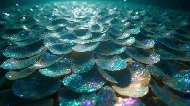 Sparkling mermaid scales shimmering underwater seamless loop