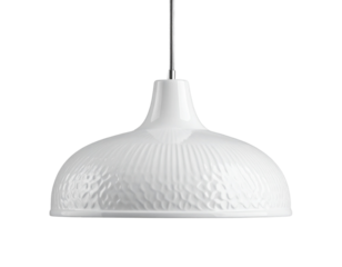 Textured white ceramic hanging lamp isolated on transparent background PNG