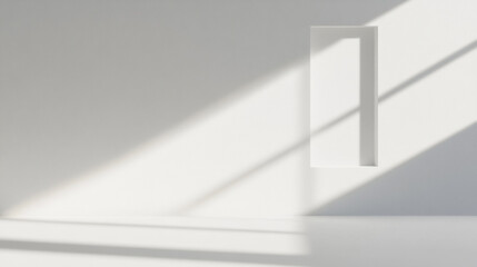 Light and Shadow, Sharp sunlight creating geometric shadows through a window frame, showcasing a striking interplay of light and architecture.