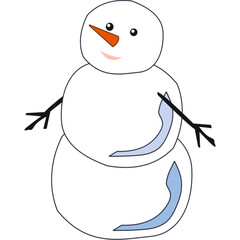 Snowman flat design, christmas cartoon png