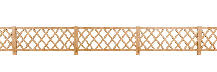 This digital illustration shows a seamless section of a lattice wood fence. The natural timber texture is perfect for architectural visualization.