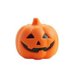 A cheerful Halloween pumpkin with a carved face ready for the festive season.