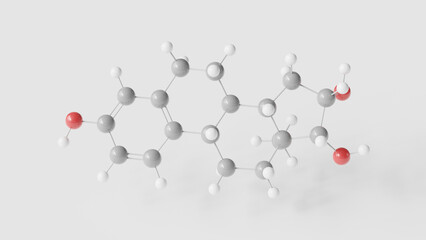 epiestriol molecule 3d, molecular structure, ball and stick model, structural chemical formula steroid hormone