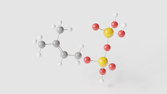 dimethylallyl pyrophosphate molecule 3d, molecular structure, ball and stick model, structural chemical formula isoprenoid precursor