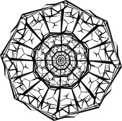 Obraz premium Abstract cracked mandala pattern vector, Japanese Aomori lacquer inspired symbolism of protection and unity, decorative circular background for invitation and brochure