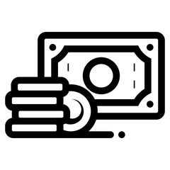 money with stacked coin icon