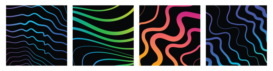Abstract colorful wavy lines background. Swirly gradient line pattern. Dynamic curvy shape design. Vector illustration