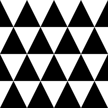 Simple seamless geometric pattern with black and white triangles in minimal design. Perfect for fabric, wallpaper, background, wrapping, and modern decoration.