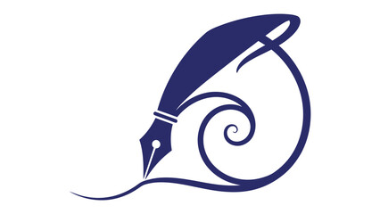 The Art of Writing: A captivating logo featuring an elegant quill pen that's gliding elegantly on a curved swirl, creating an illusion of continuous writing and imagination  © Maira