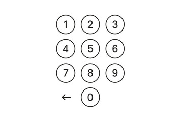 Passcode interface for lock screen, login, or password page. Vector phone ID recognition, screenlock password display. Number keypad for mobile security, pin code entry, authentication.