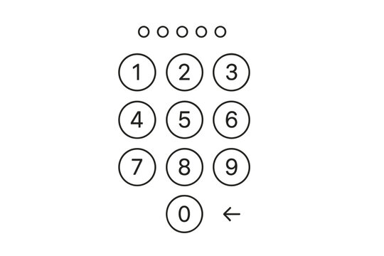 Passcode interface for lock screen and login page. Vector phone keypad for entering a PIN or password. Mobile security and authentication concept with number user interface.