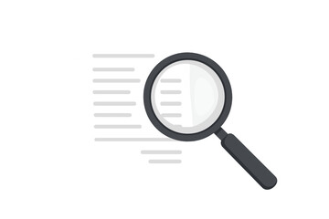 Magnifying glass over a receipt, bill, or invoice. Concept of financial audit, expense analysis, and budget review. Scrutinizing payment details. Vector illustration.