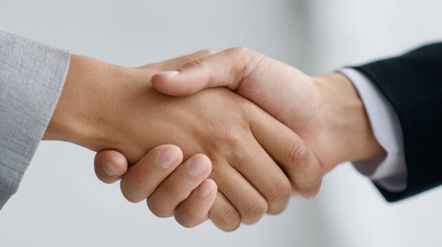 handshake between two world leaders, symbolic agreement, close up, minimal clean background, soft light
