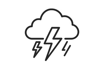 Thunderstorm line icon. Weather symbol with cloud, lightning bolt and rain. Simple outline pictogram for forecast app, web design, UI, UX. Stormy weather concept vector.