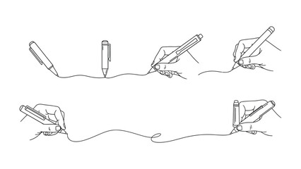 Writing Precision: A series of illustrations showcases the meticulous craft of handwriting. Each stroke, a testament to the art of communication.