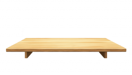 A minimalist wooden table with a smooth surface. positioned centrally against a plain white background. ideal for products or serving as a stylish furniture piece in interior design
