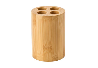 Modern wooden cylindrical pen holder with four slots for desk organization