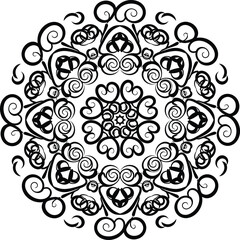 Abstract swirling mandala ornament vector, Japanese Aomori heritage inspired spiral heart symmetry representing energy flow and emotional balance, decorative design for surface print