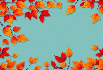 Vibrant orange and red autumn leaves border pattern, perfect for Thanksgiving,  foliage,  red leaves