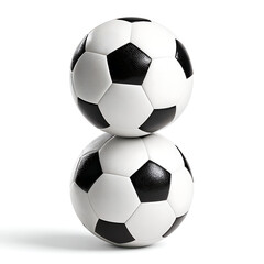Two stacked soccer balls sport equipment for teamwork and competition