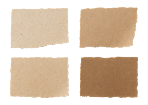 Set of ripped recycled paper textures.