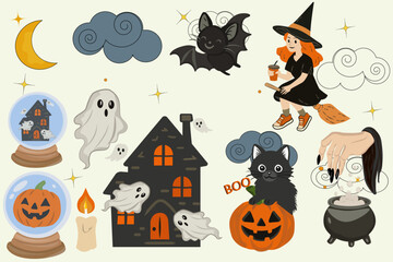Cute Halloween Elements Set