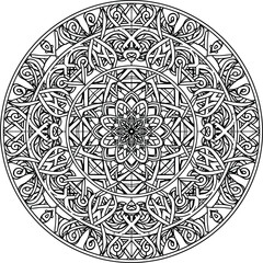 Vector abstract mandala ornament inspired by Aomori Japanese geometry