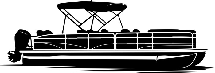 Pontoon boat silhouette vector illustration
