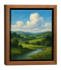 Fototapeta premium Miniature canvas painting on a plain background.