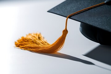 Mortarboard graduation cap on white with space for a message