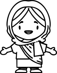 indian woman in traditional clothing with open arms