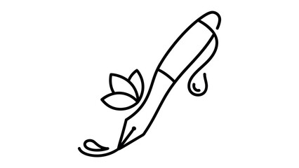 Ink Pen Drawing: A delicate pen skillfully renders a floral motif, its nib trailing ink to create flowing line. A symbol of artistic creativity.