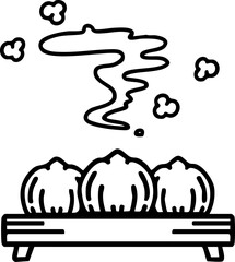 traditional japanese dumplings on wooden tray steaming