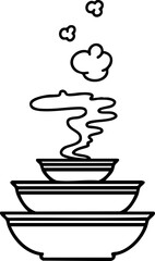 stack of japanese steaming food bowls