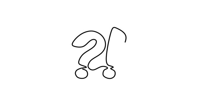 Animated self drawing of continuous line draw. Question Mark and Exclamation Point. Full length one line animation. 4K