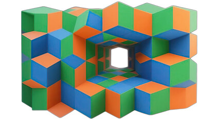 Obraz premium Abstract colorful 3D cubes building a business concept puzzle block design