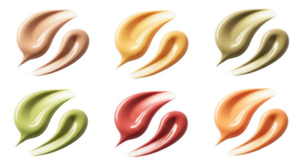Obraz premium Six Swatches of Creamy Makeup Products isolated on a transparent background cosmetic foundation