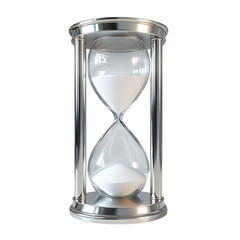 Vintage hourglass with white sand isolated on transparent background